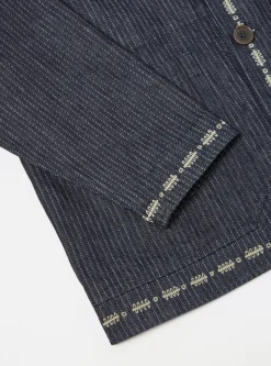 Shop Embroidered Cabin Jacket In Indigo Japanese Twill Denim Men Jackets.