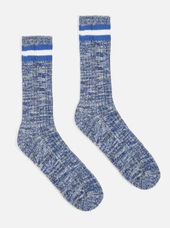 New Everyday Stripe Sock In Navy Cotton Men Underwear & Socks.