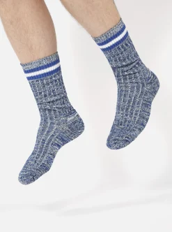 New Everyday Stripe Sock In Navy Cotton Men Underwear & Socks.