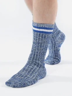 New Everyday Stripe Sock In Navy Cotton Men Underwear & Socks.