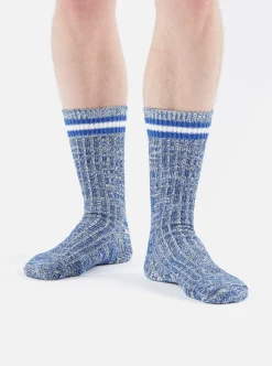 New Everyday Stripe Sock In Navy Cotton Men Underwear & Socks.