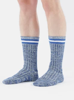 New Everyday Stripe Sock In Navy Cotton Men Underwear & Socks.