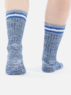 New Everyday Stripe Sock In Navy Cotton Men Underwear & Socks.