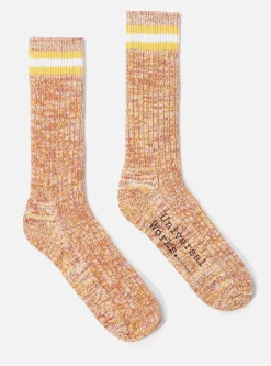 Cheap Everyday Stripe Sock In Yellow Cotton Men Underwear & Socks.