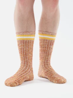 Cheap Everyday Stripe Sock In Yellow Cotton Men Underwear & Socks.