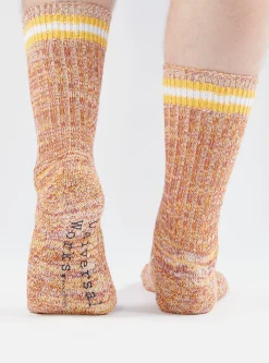Cheap Everyday Stripe Sock In Yellow Cotton Men Underwear & Socks.