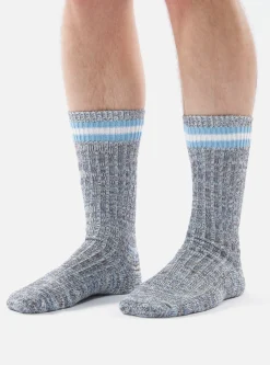 Clearance Everyday Stripe Sock In Cornish Blue Cotton Men Underwear & Socks.