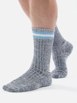 Clearance Everyday Stripe Sock In Cornish Blue Cotton Men Underwear & Socks.