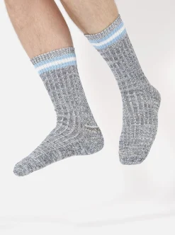 Clearance Everyday Stripe Sock In Cornish Blue Cotton Men Underwear & Socks.