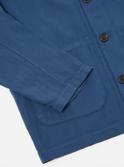 Best Sale Field Jacket In Washed Navy Italian Herringbone Cotton Men Jackets.
