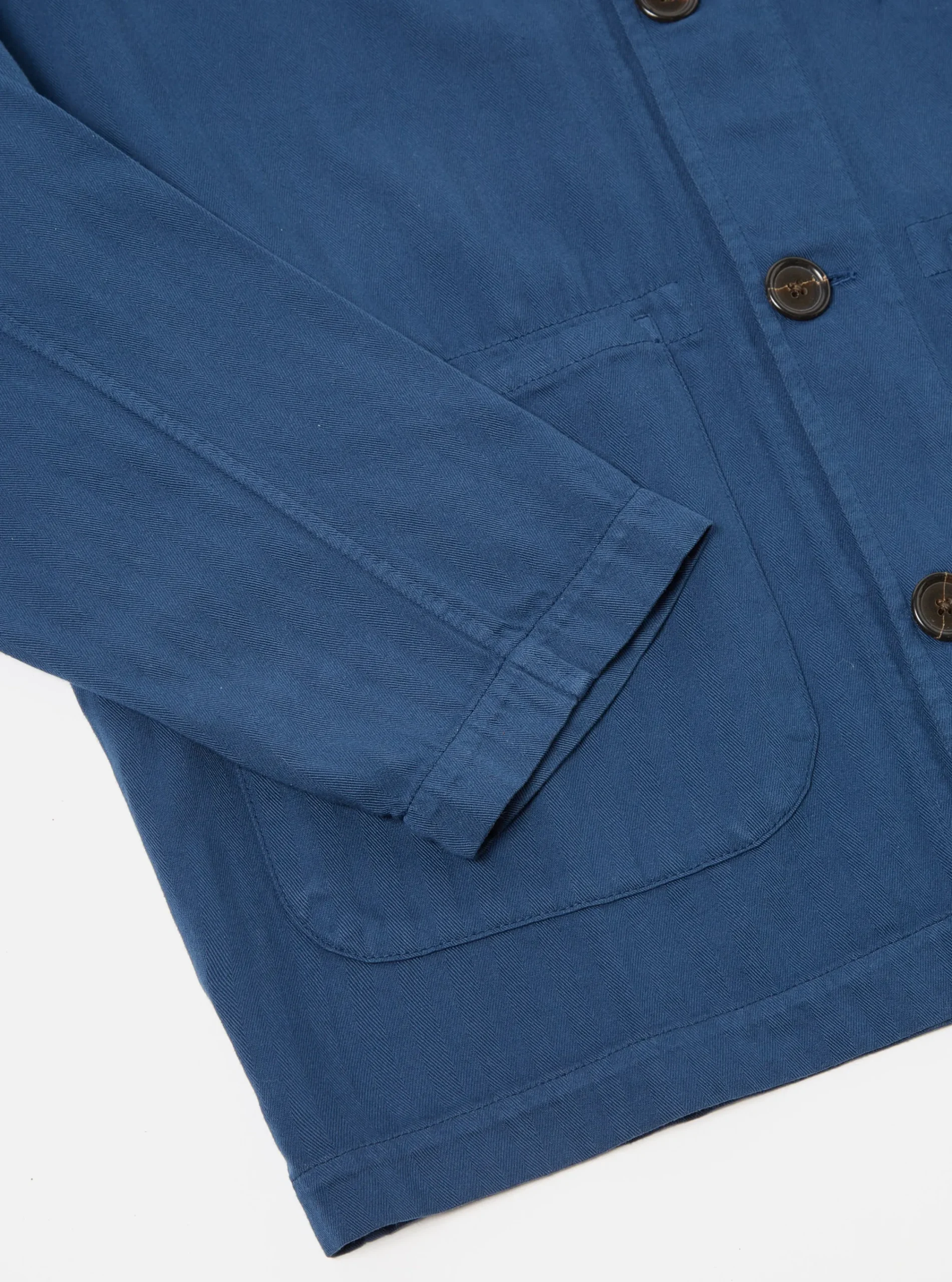 Best Sale Field Jacket In Washed Navy Italian Herringbone Cotton Men Jackets.