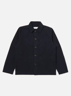 Cheap Field Jacket In Navy Wool/Cotton Seersucker Men Jackets.