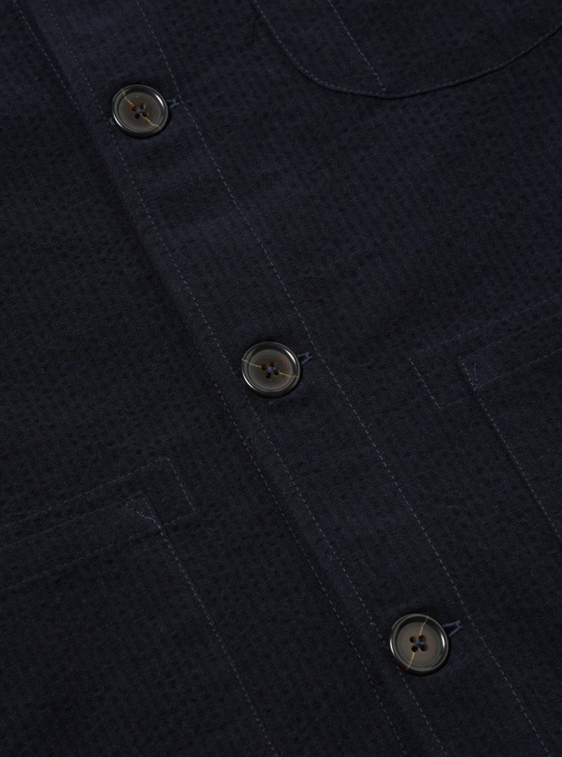 Cheap Field Jacket In Navy Wool/Cotton Seersucker Men Jackets.