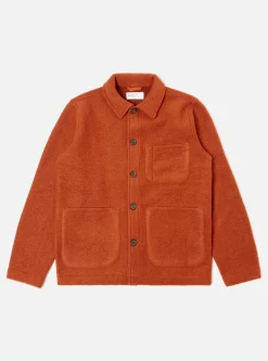 Hot Field Jacket In Orange Wool Fleece Men Fleece.