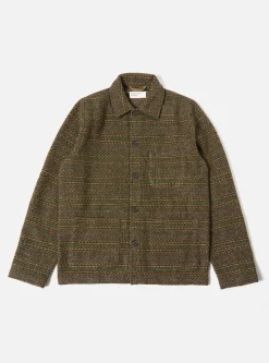 New Field Jacket In Olive Rug Stripe Men Fleece.