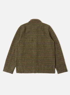 New Field Jacket In Olive Rug Stripe Men Fleece.