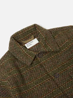New Field Jacket In Olive Rug Stripe Men Fleece.