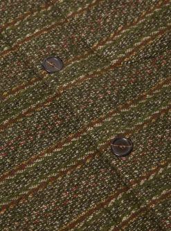 New Field Jacket In Olive Rug Stripe Men Fleece.