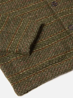 New Field Jacket In Olive Rug Stripe Men Fleece.