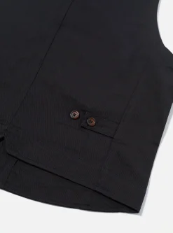 Online Field Waistcoat In Black Twill Men Suiting.