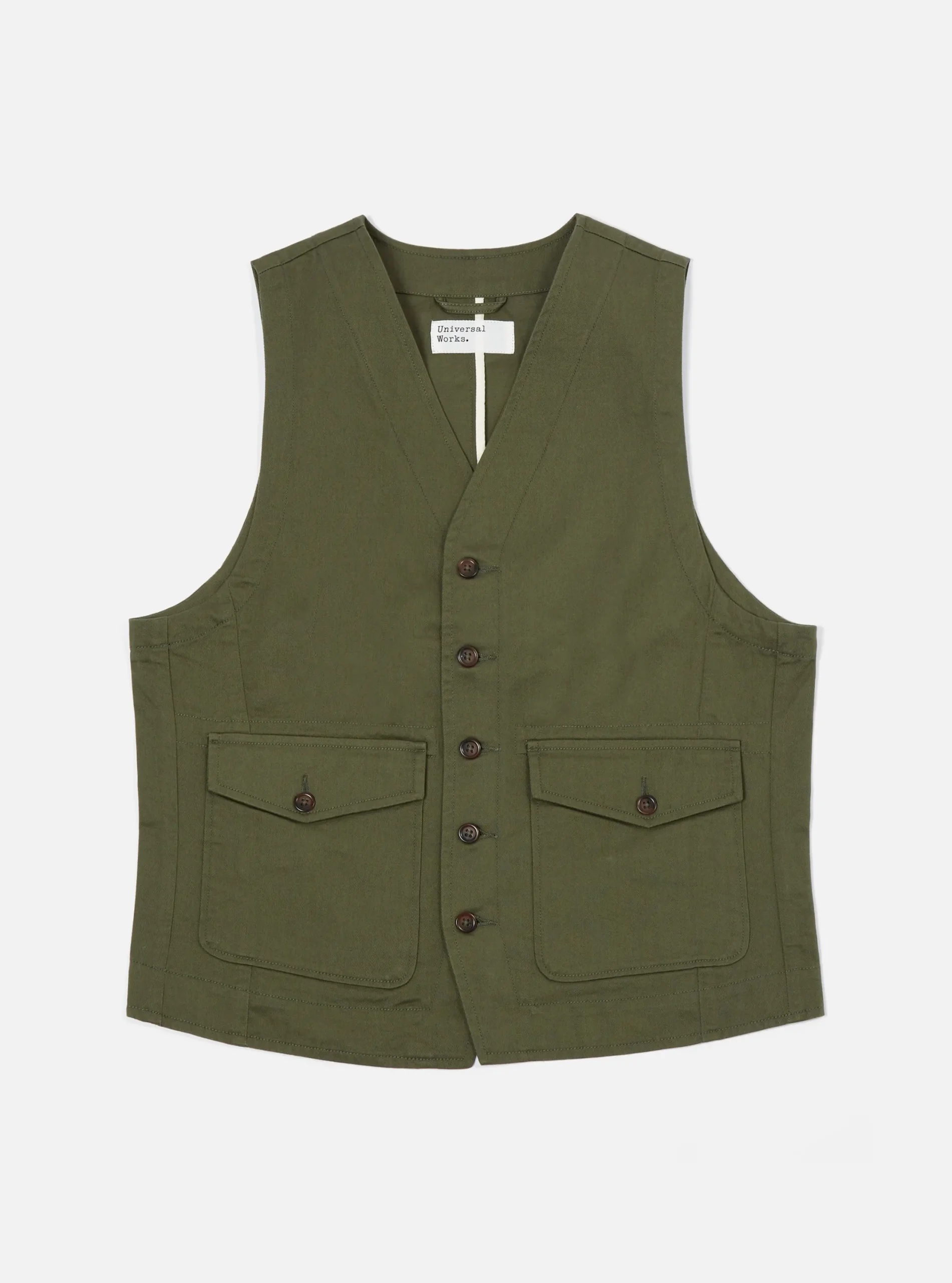 New Field Waistcoat In Light Olive Twill Men Suiting.