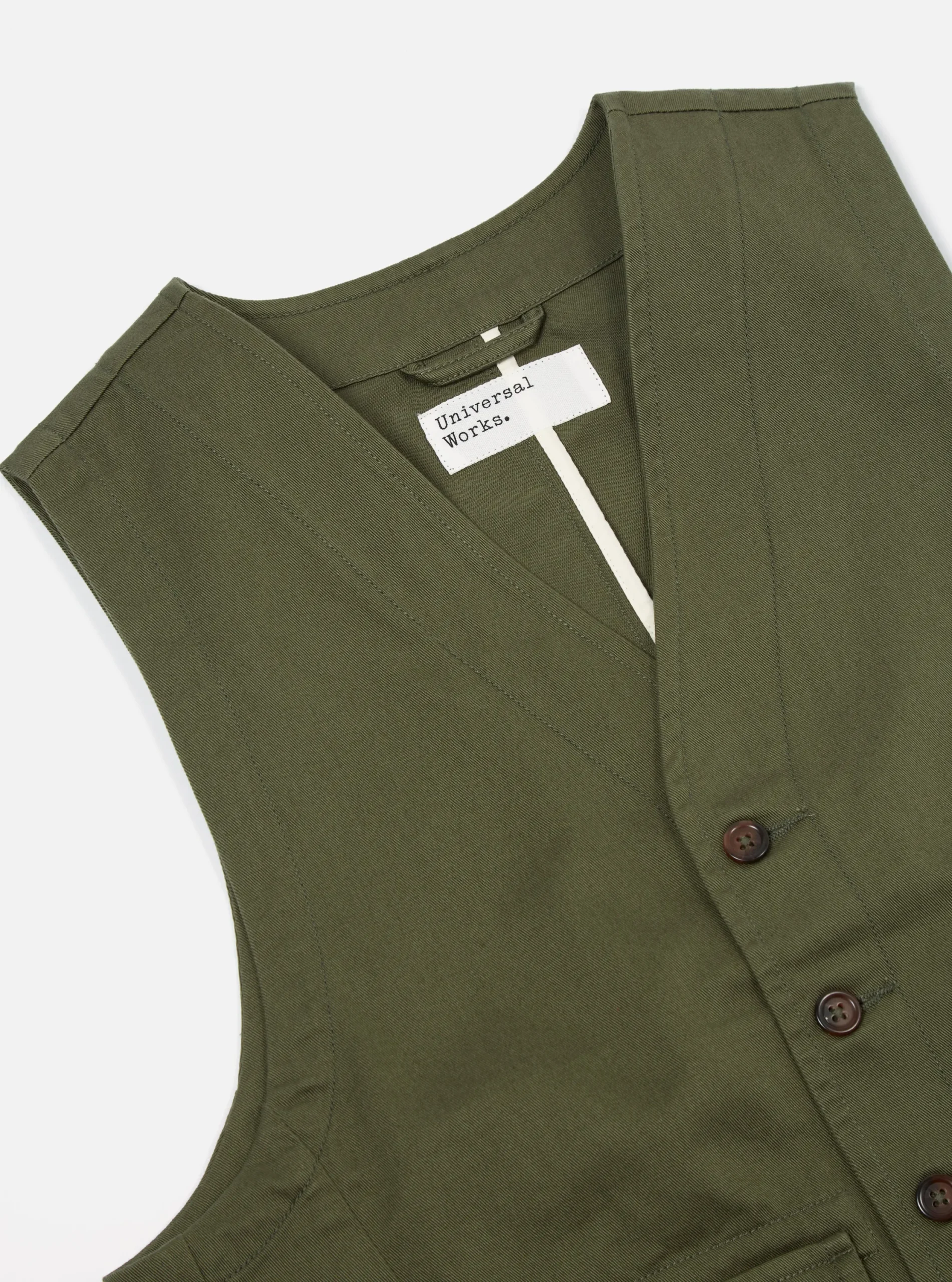 New Field Waistcoat In Light Olive Twill Men Suiting.