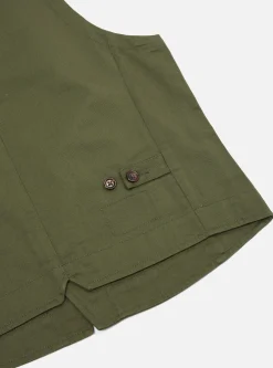 New Field Waistcoat In Light Olive Twill Men Suiting.