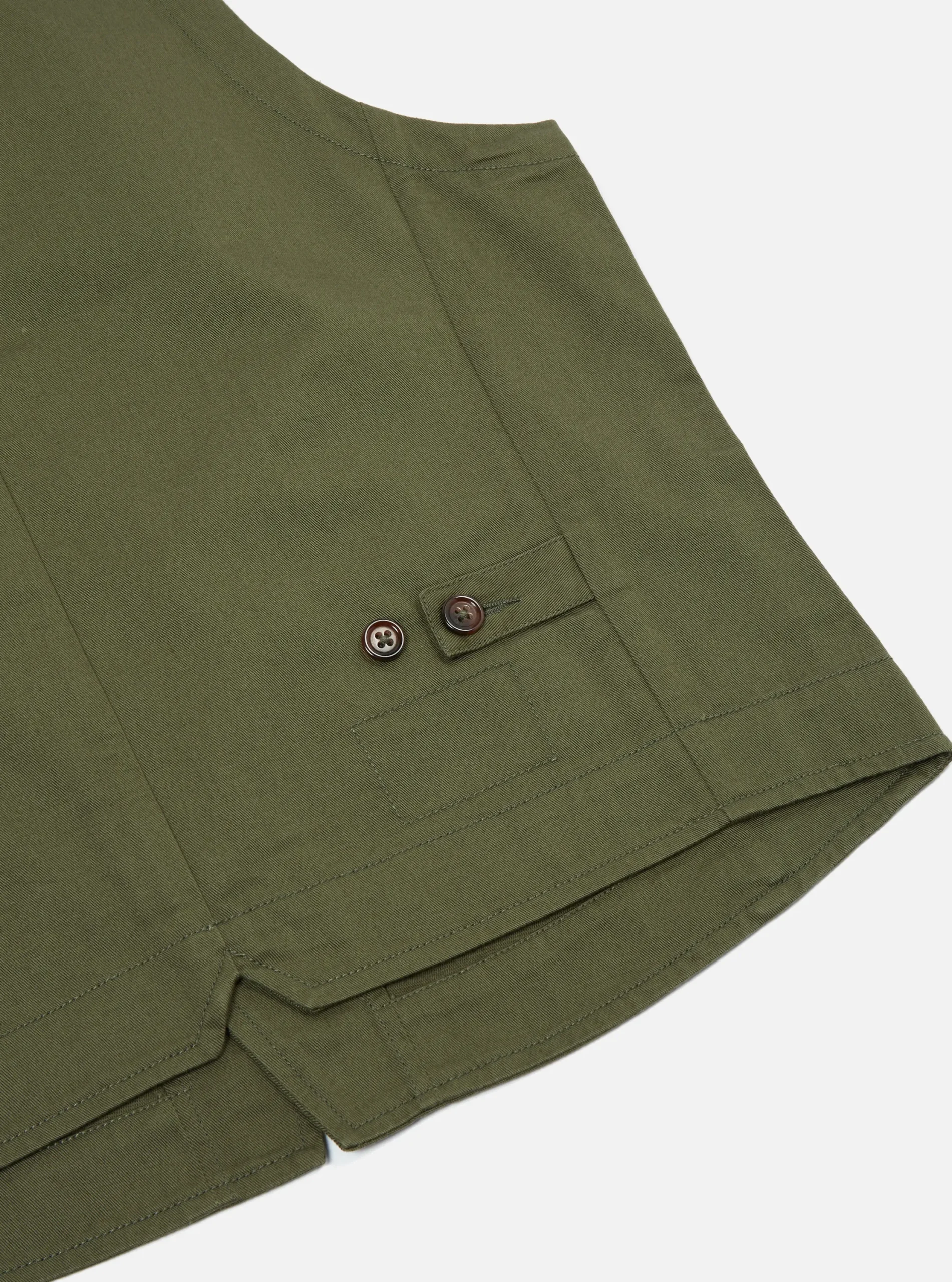 New Field Waistcoat In Light Olive Twill Men Suiting.