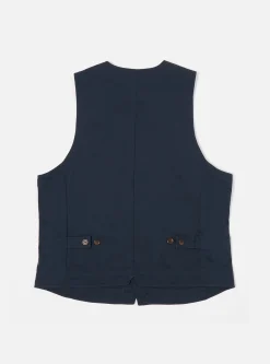 New Field Waistcoat In Navy Twill Men Suiting.