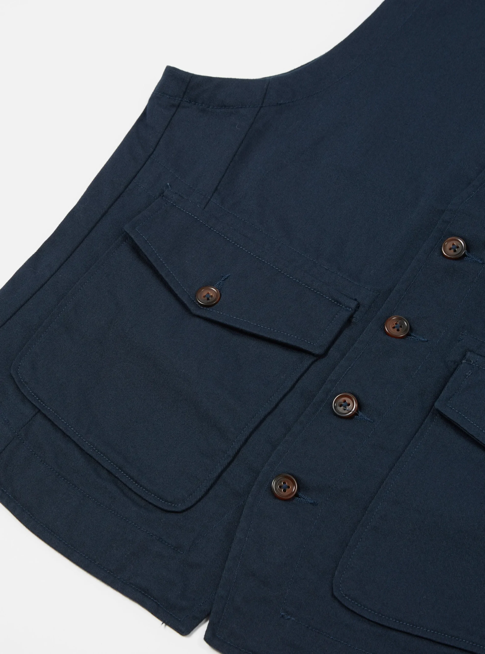 New Field Waistcoat In Navy Twill Men Suiting.