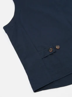New Field Waistcoat In Navy Twill Men Suiting.