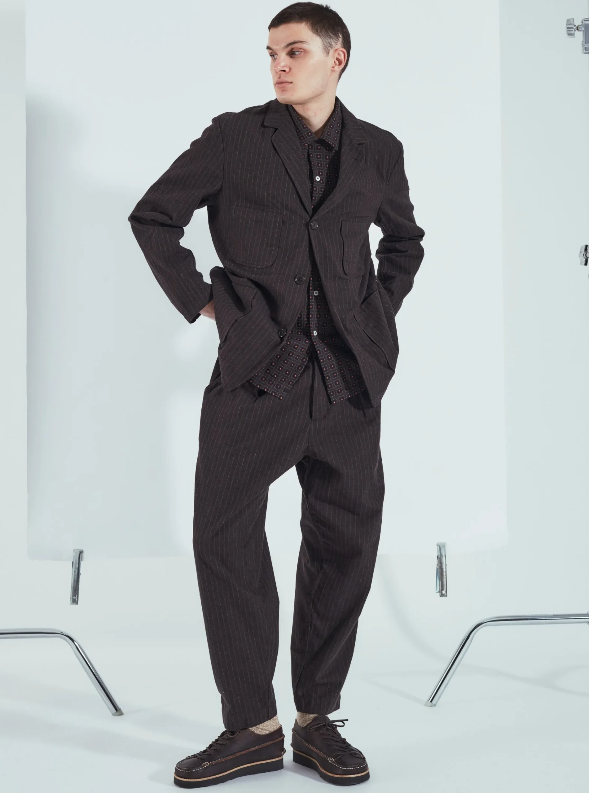 Best Sale Five Pocket Jacket In Brown Italian Pinstripe Men Jackets.