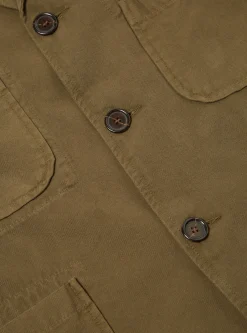 Cheap Five Pocket Jacket In Olive Canvas Men Jackets.