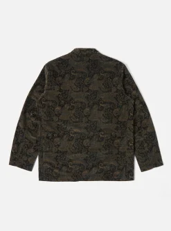 Store Five Pocket Jacket In Black Japanese Print Cord Men Jackets.