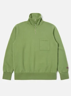 Sale Half Zip Sweatshirt In Green Dry Handle Brushback Men Tees & Sweats.