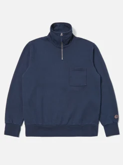 Hot Half Zip Sweatshirt In Navy Dry Handle Brushback Men Tees & Sweats.