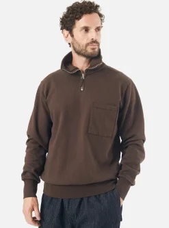 Sale Half Zip Sweatshirt In Brown Dry Handle Brushback Men Tees & Sweats.