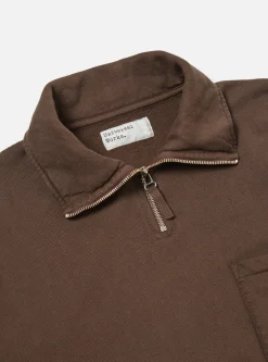 Sale Half Zip Sweatshirt In Brown Dry Handle Brushback Men Tees & Sweats.