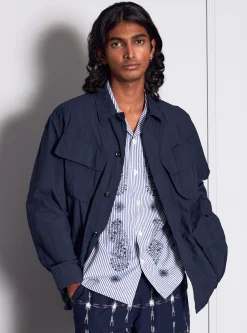 New Jungle Jacket In Navy Recycled Washed Nylon Men Jackets.