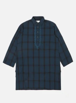 Best Sale Kurta Shirt In Navy Shadow Check Men Overshirts.