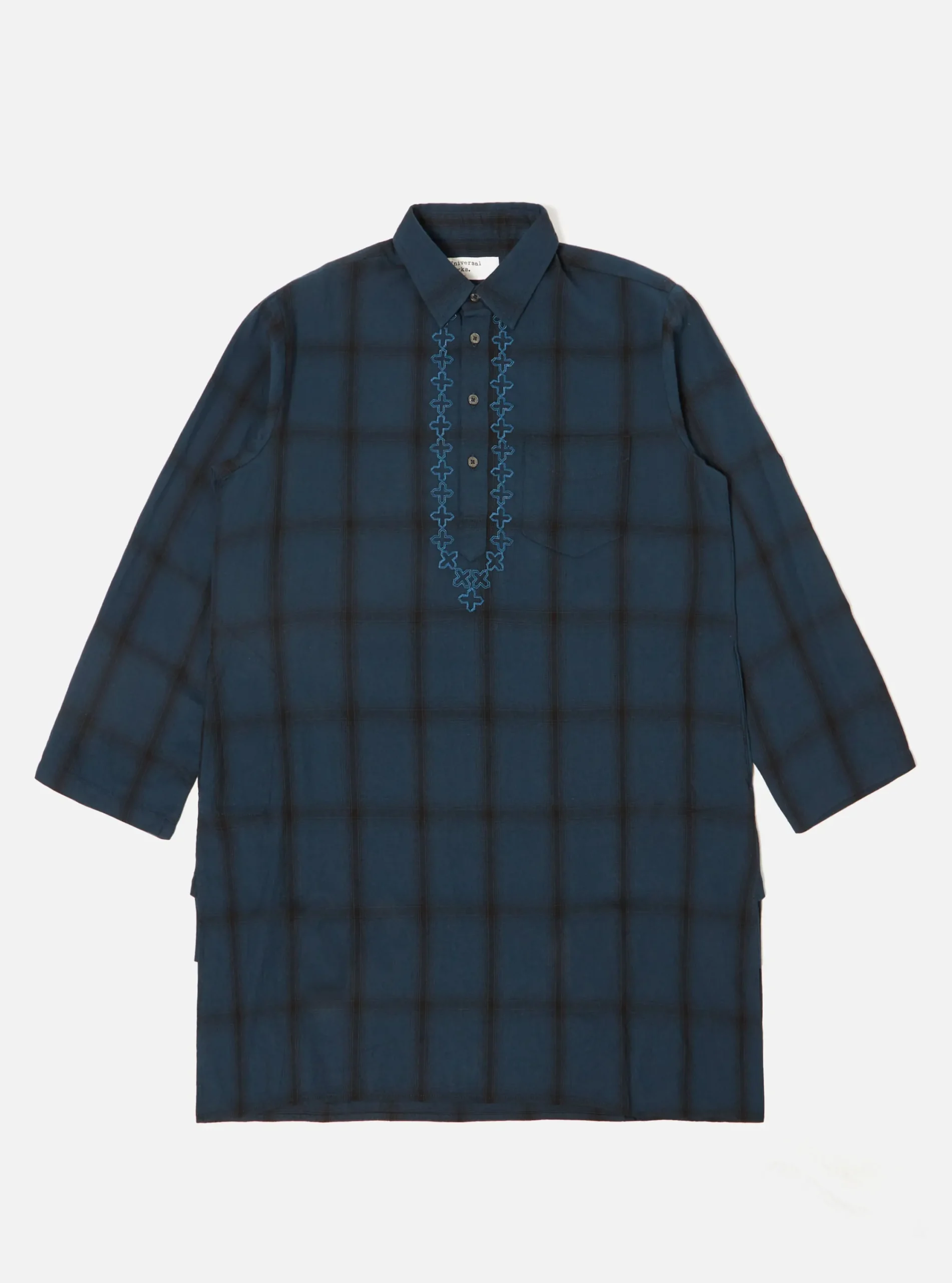 Best Sale Kurta Shirt In Navy Shadow Check Men Overshirts.