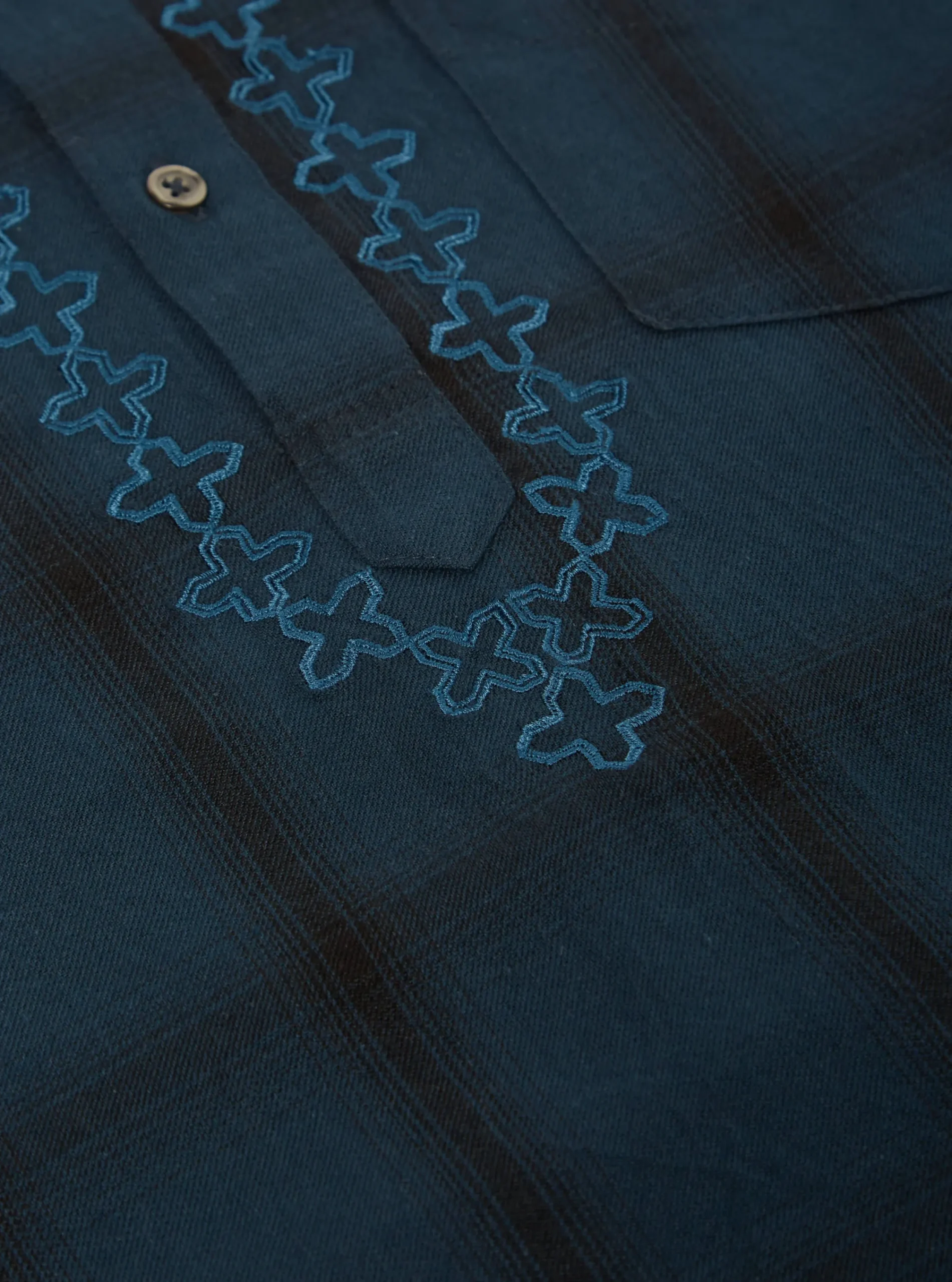Best Sale Kurta Shirt In Navy Shadow Check Men Overshirts.