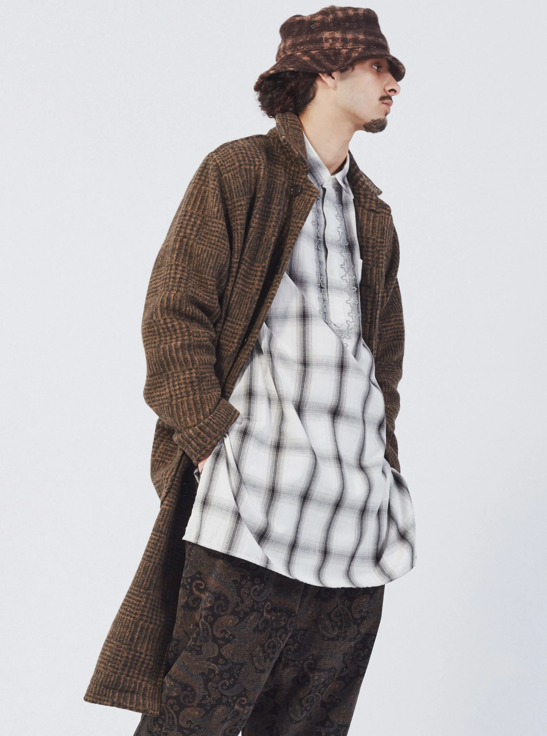 Hot Kurta Shirt In Ecru Shadow Check Men Overshirts.