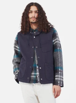 Outlet Lazy Day Gilet In Navy Brush Back Sweat Men Tees & Sweats.