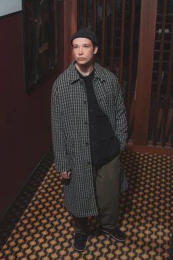 Cheap Long Swing Overcoat In Olive Cortina Tweed Men Coats & Outerwear.