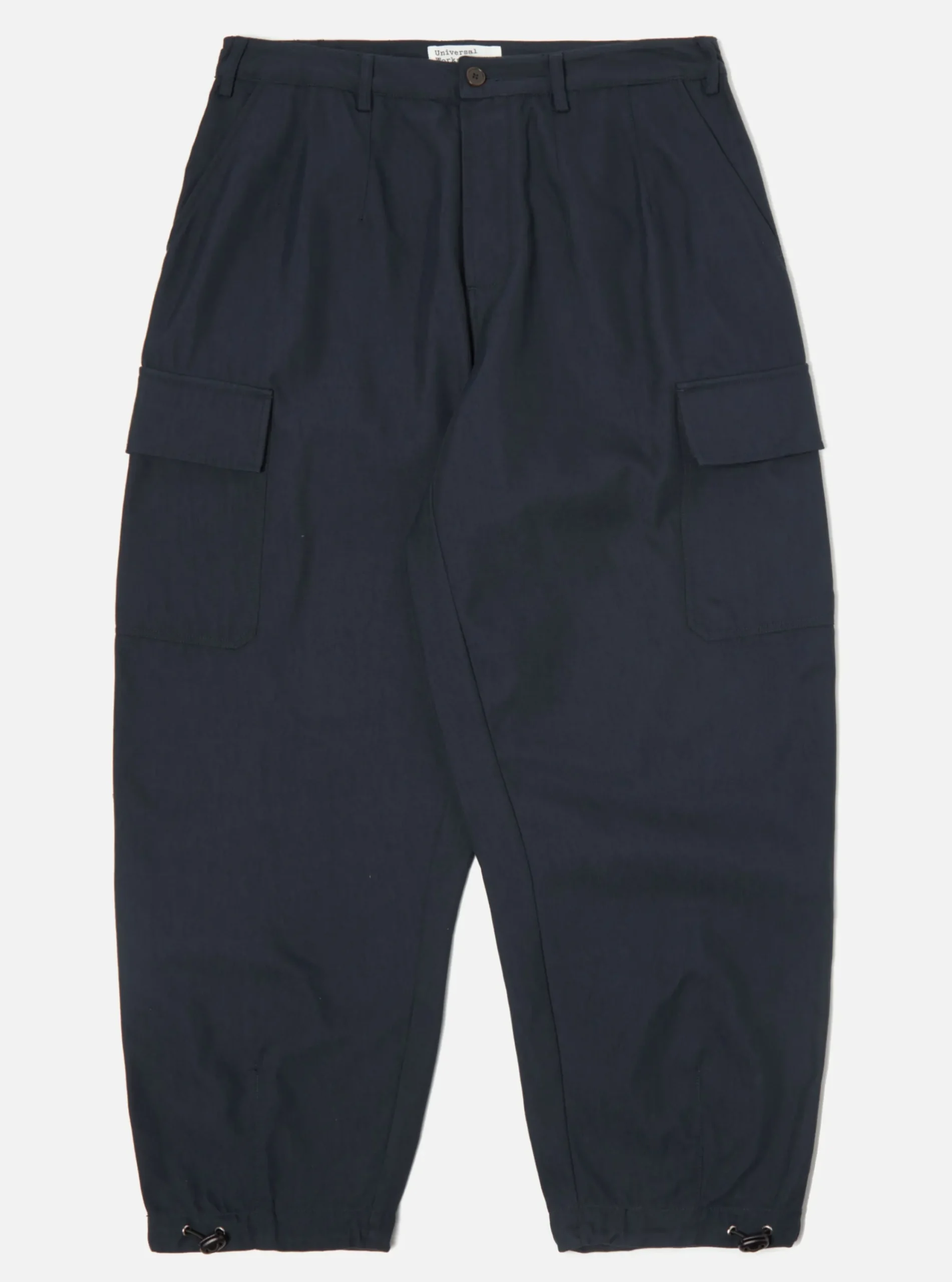 Hot Loose Cargo Pant In Navy Cotton/Nylon Serge Men Trousers.