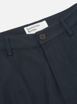 Hot Loose Cargo Pant In Navy Cotton/Nylon Serge Men Trousers.