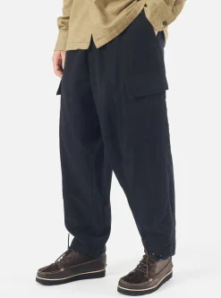 Hot Loose Cargo Pant In Dark Navy Lightweight Moleskin Men Trousers.