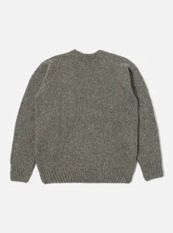 Discount Loose Pocket Crew In Grey Lambswool Fleck Men Knitwear.