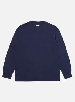 Flash Sale L/S Big Pocket Tee In Navy Recycled Wool Mix Sj Men Tees & Sweats.